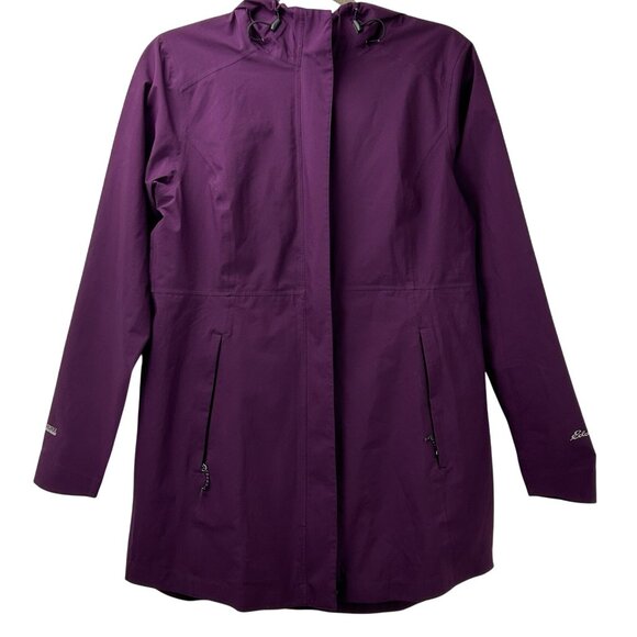 Eddie Bauer Women Small Dk Plum Weatheredge Stretch Waterproof Rain Parka Jacket - Picture 10 of 16
